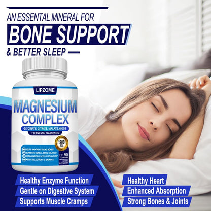 Magnesium Complex 1200mg – 8-in-1 High-Absorption Magnesium (90 Caps) – Non-GMO