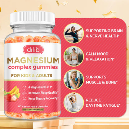 Magnesium Complex Gummies for Kids & Adults – Calm, Sleep & Mood Support, 60 Gummies