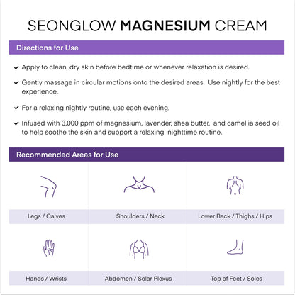 Magnesium Cream for Sleep & Leg Cramps – Lavender & Shea Butter, 4.06 Fl Oz (Made in Korea)