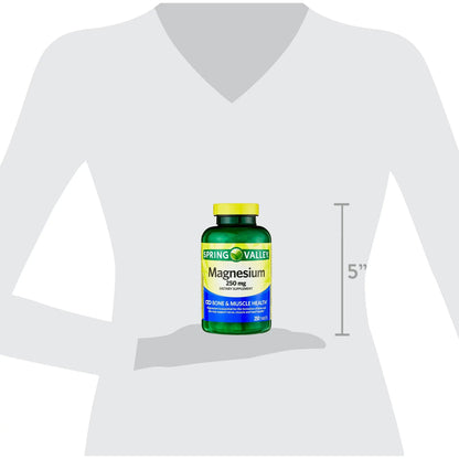 Spring Valley Magnesium 250mg 250 Count | Bone & Muscle Health | Women's Magnesium