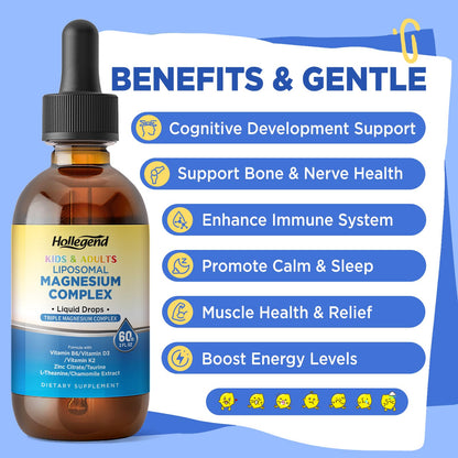 Liposomal Magnesium Drops 400mg – Triple-Source Mg with D3, K2, B6, Zinc, Taurine, L-Theanine & Chamomile (4 oz)
