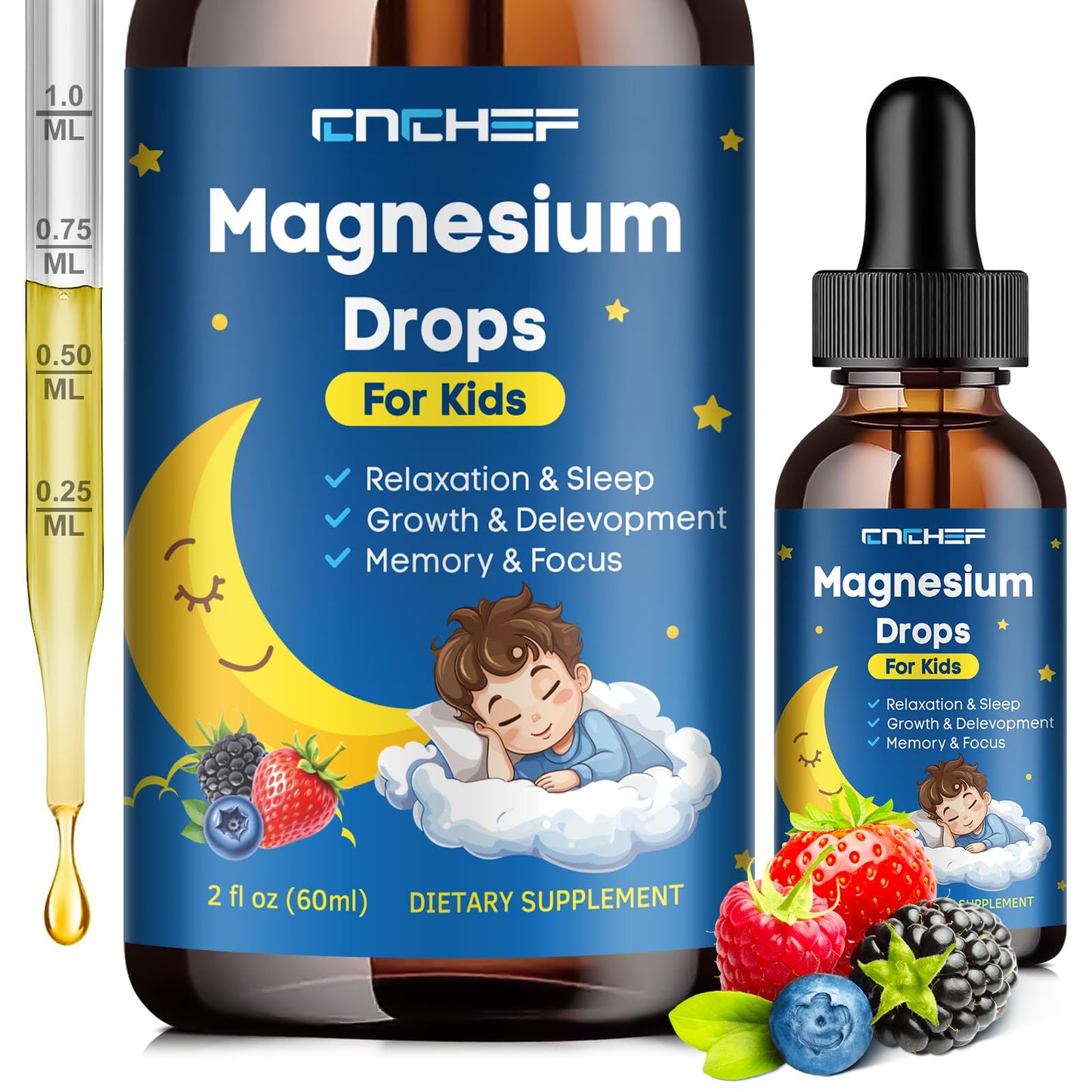 Magnesium Drops - Magnesium Glycinate Liquid for Kids | Calm, Sleep & Focus