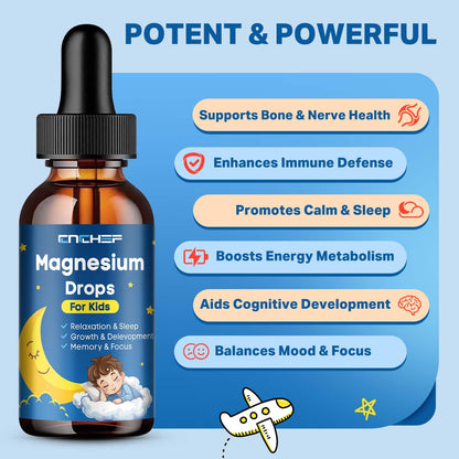 Magnesium Glycinate Drops for Kids – Strawberry Flavor (2 oz) – Sleep, Calm, Focus & Immune Support