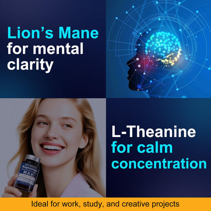 Magnesium & Energy Complex – 4 High-Absorption Types with Lion’s Mane, L-Theanine, CoQ10, Taurine – Vegan, Non-GMO – 90 Capsules