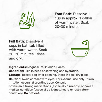 Pure Magnesium Flakes Bath Soaks 10 lbs — High-Absorption Magnesium Chloride