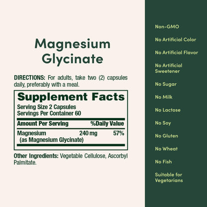 Nature’s Bounty Magnesium Glycinate 240 mg – 120 Capsules for Muscle, Heart, Bone & Nerve Health