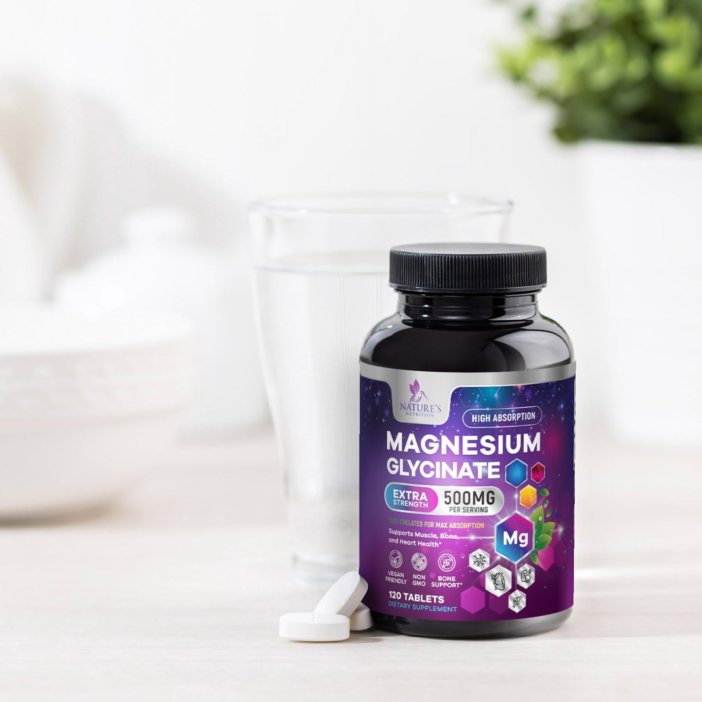 Magnesium Glycinate 250mg - 120 Tablets | Chelated & Purified | Supports Sleep, Heart Health, Muscles & Bones | Best Absorption | Made in USA