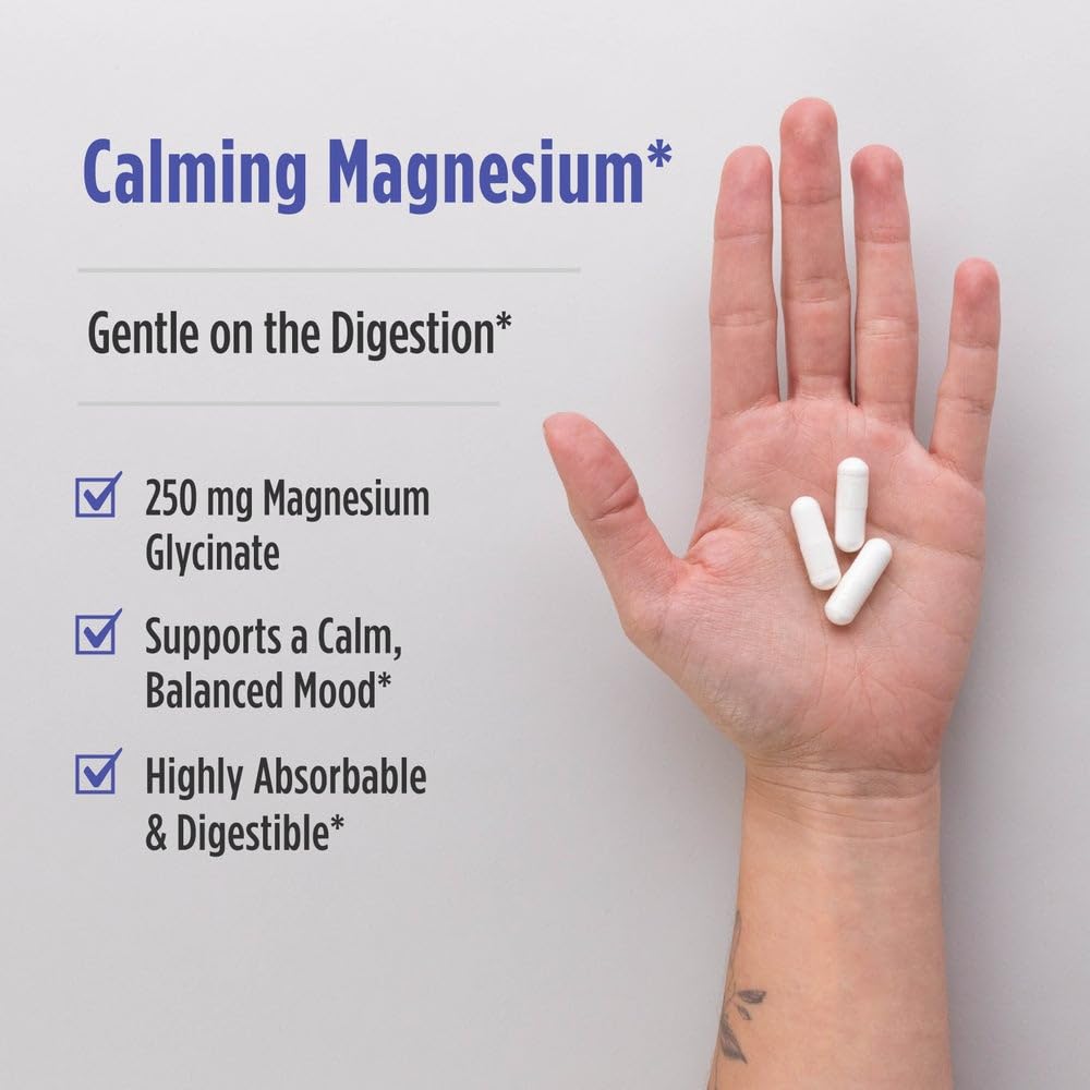 Nordic Naturals Vegetarian Magnesium Glycinate Capsules – 90 Count, 250 mg per Serving | Non-GMO, Unflavored