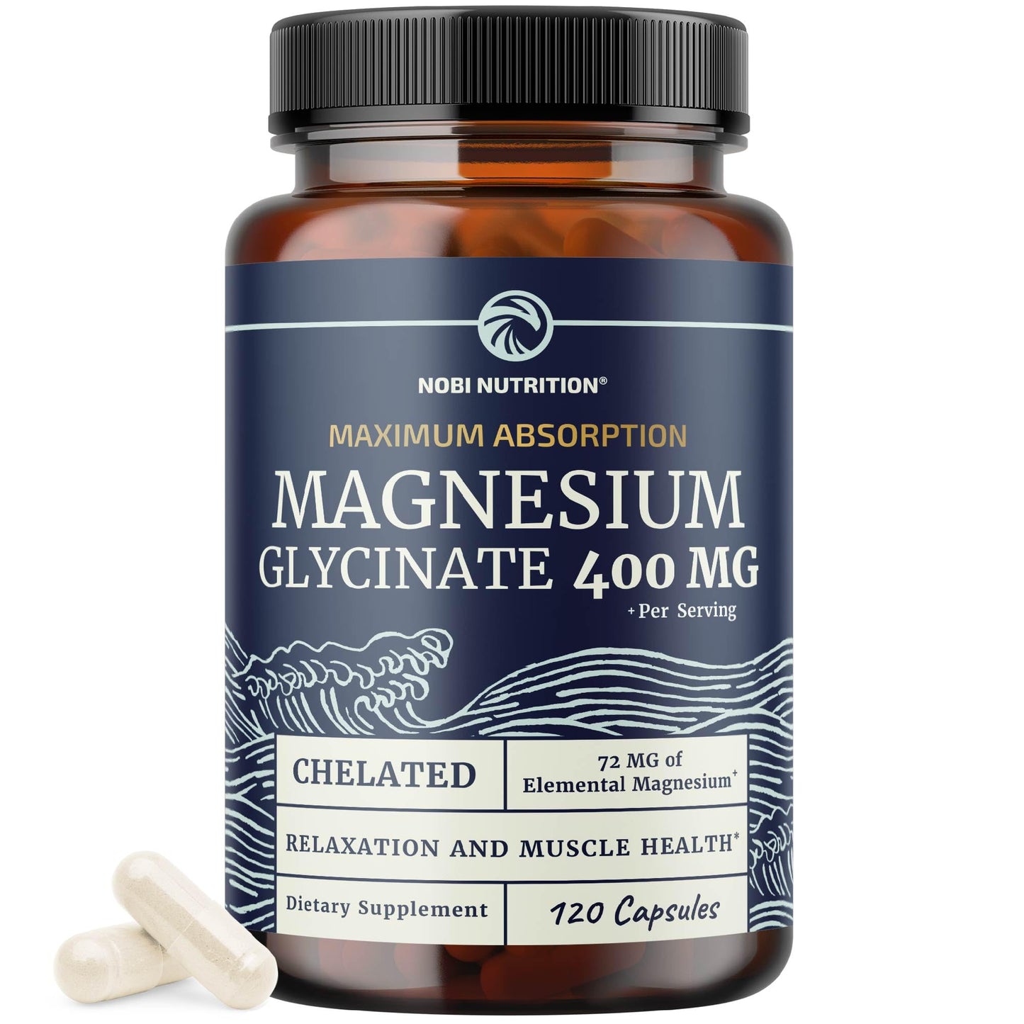 Magnesium Glycinate 400mg – Chelated Magnesium for Sleep, Calm & Muscle Support | 120 Ct