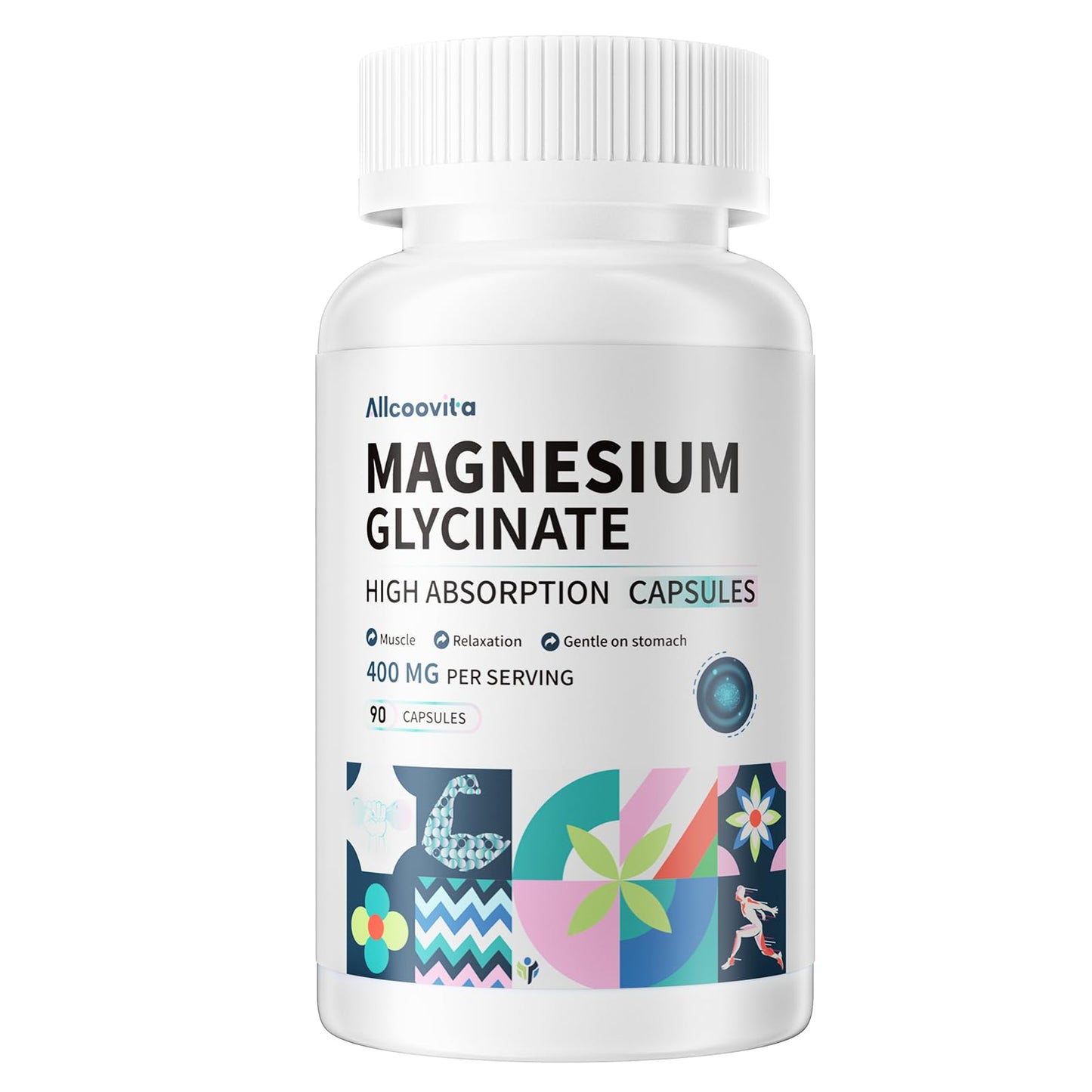 Magnesium Glycinate 400 MG per Serving | 90 Vegetarian Capsules | Chelated for High Absorption