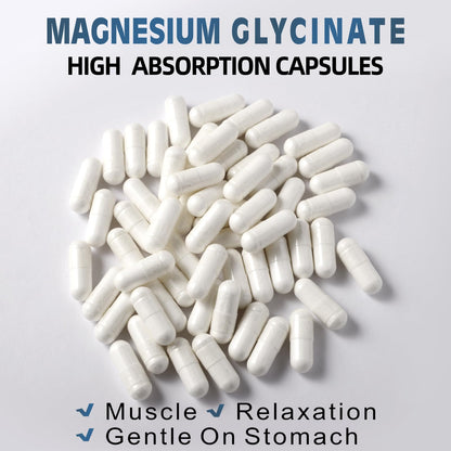 Magnesium Glycinate 400 MG per Serving | 90 Vegetarian Capsules | Chelated for High Absorption