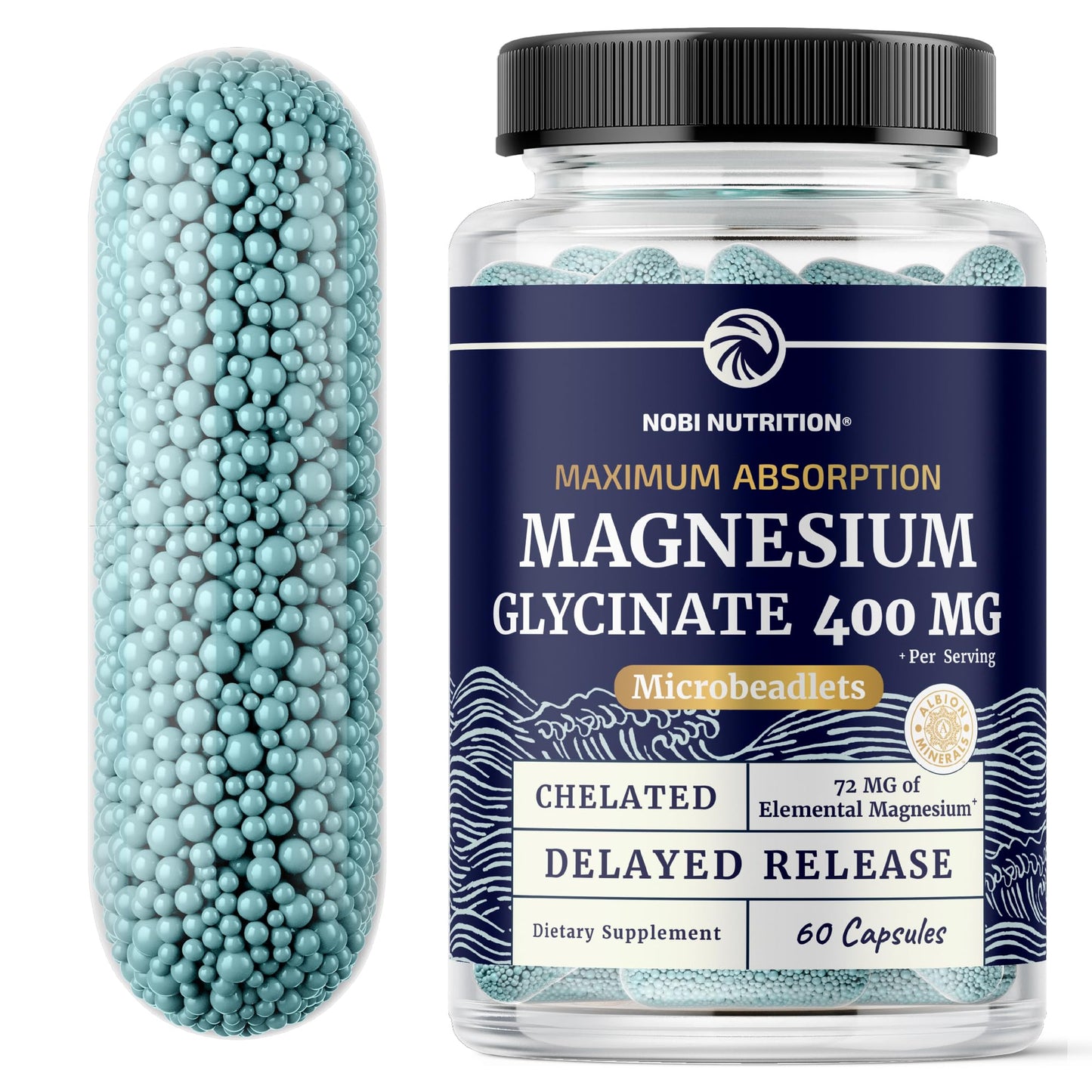 Magnesium Glycinate 400mg – High-Absorption Chelated Magnesium (60 Ct)