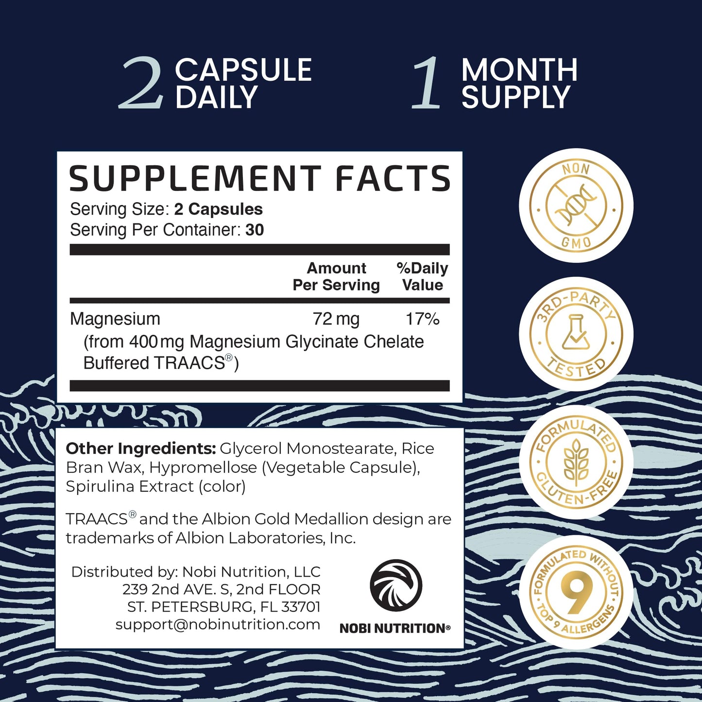 Magnesium Glycinate 400mg – High-Absorption Chelated Magnesium (60 Ct)