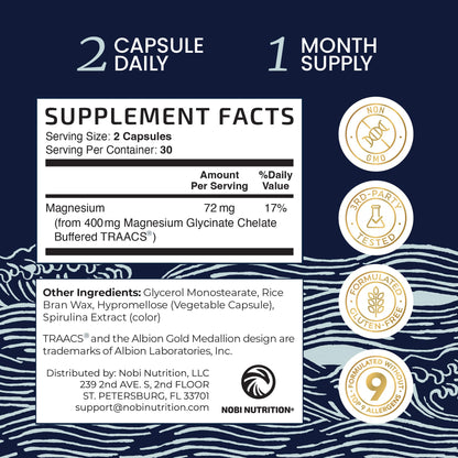 Magnesium Glycinate 400mg – High-Absorption Chelated Magnesium (60 Ct)