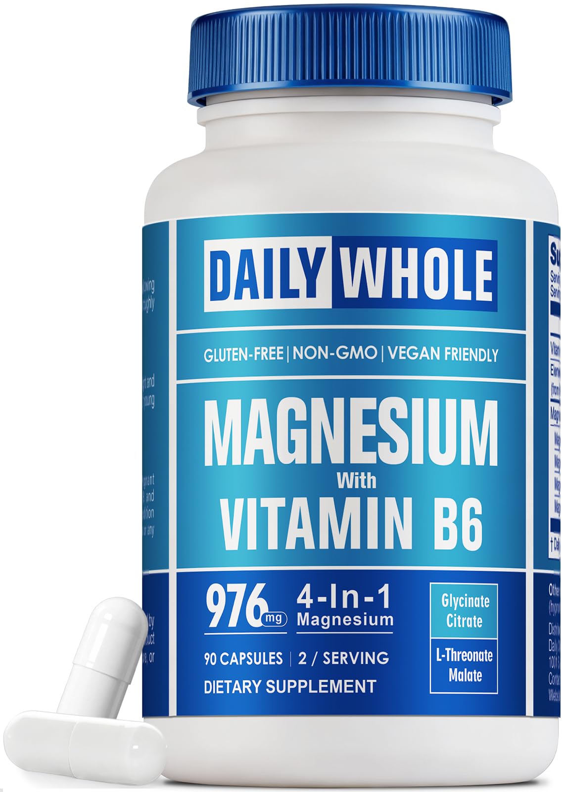 Magnesium Glycinate 4-in-1 Complex for Women – 976mg Magnesium + Vitamin B6 | Gluten Free, Non-GMO
