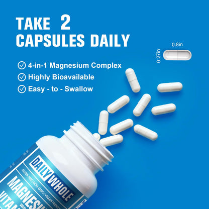 Magnesium Glycinate 4-in-1 Complex for Women – 976mg Magnesium + Vitamin B6 | Gluten Free, Non-GMO