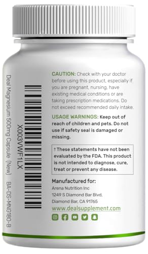 2 Pack Magnesium Glycinate 500mg | 480 Veggie Capsules | Chelated for Easy Absorption