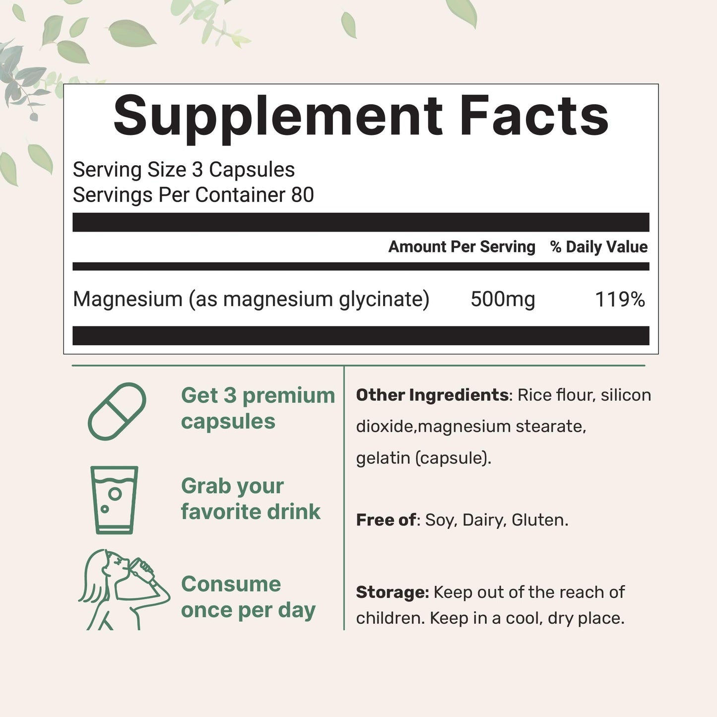 Magnesium Glycinate 500mg - 240 Capsules | 100% Chelated | Non-GMO