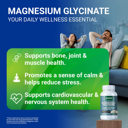 Magnesium Glycinate 500mg with B6 – 120 Vegetarian Tablets | Non-GMO, Gluten Free