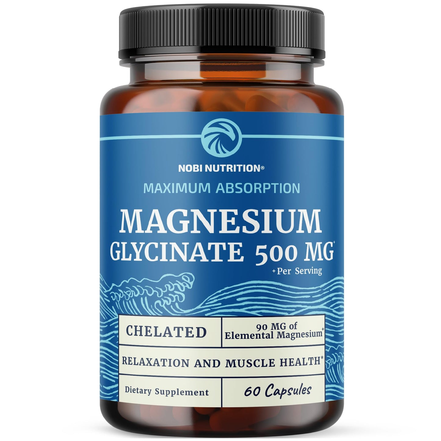 Magnesium Glycinate 500mg | Chelated for High Absorption | 60ct | Sleep, Relaxation & Muscle & Nerve Support