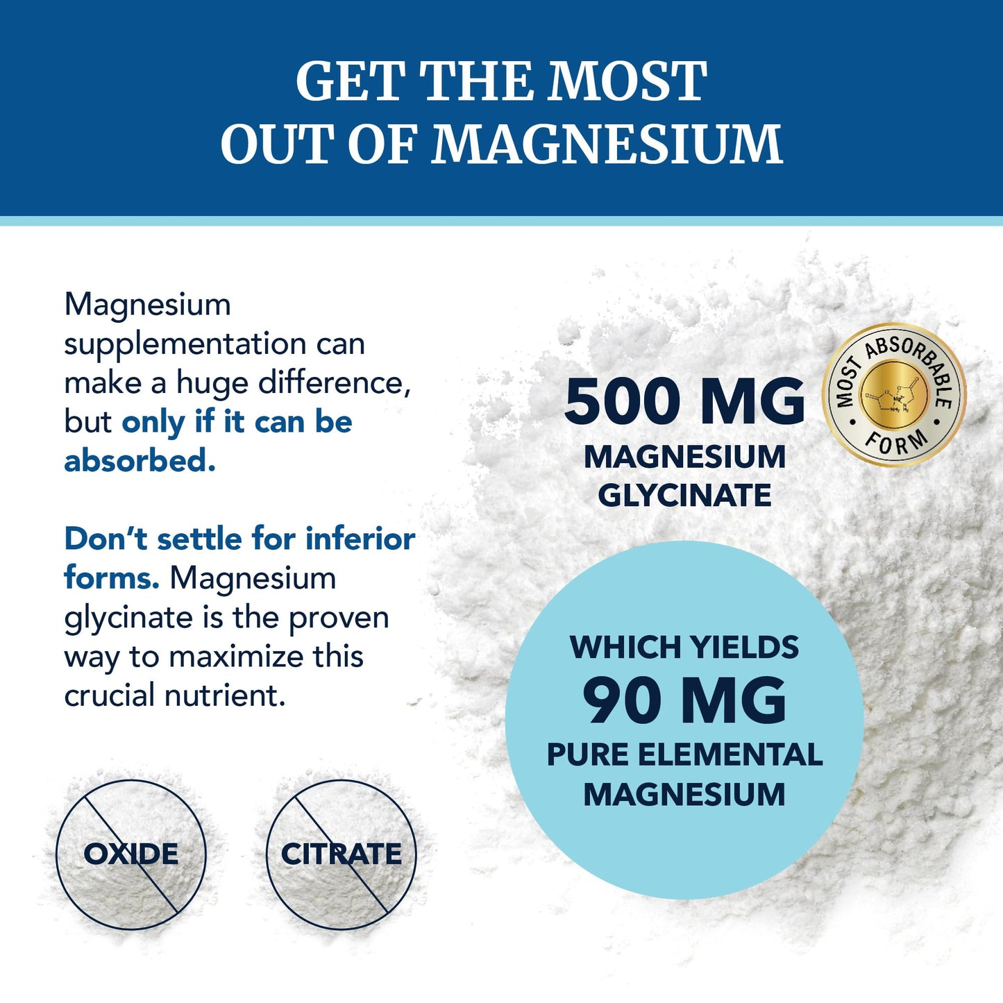 Magnesium Glycinate 500mg | Chelated for High Absorption | 60ct | Sleep, Relaxation & Muscle & Nerve Support