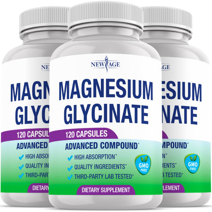 Magnesium Glycinate 500mg – 90mg Elemental Mg | High Absorption, Gluten-Free, Non-GMO | 360 Vegan Capsules