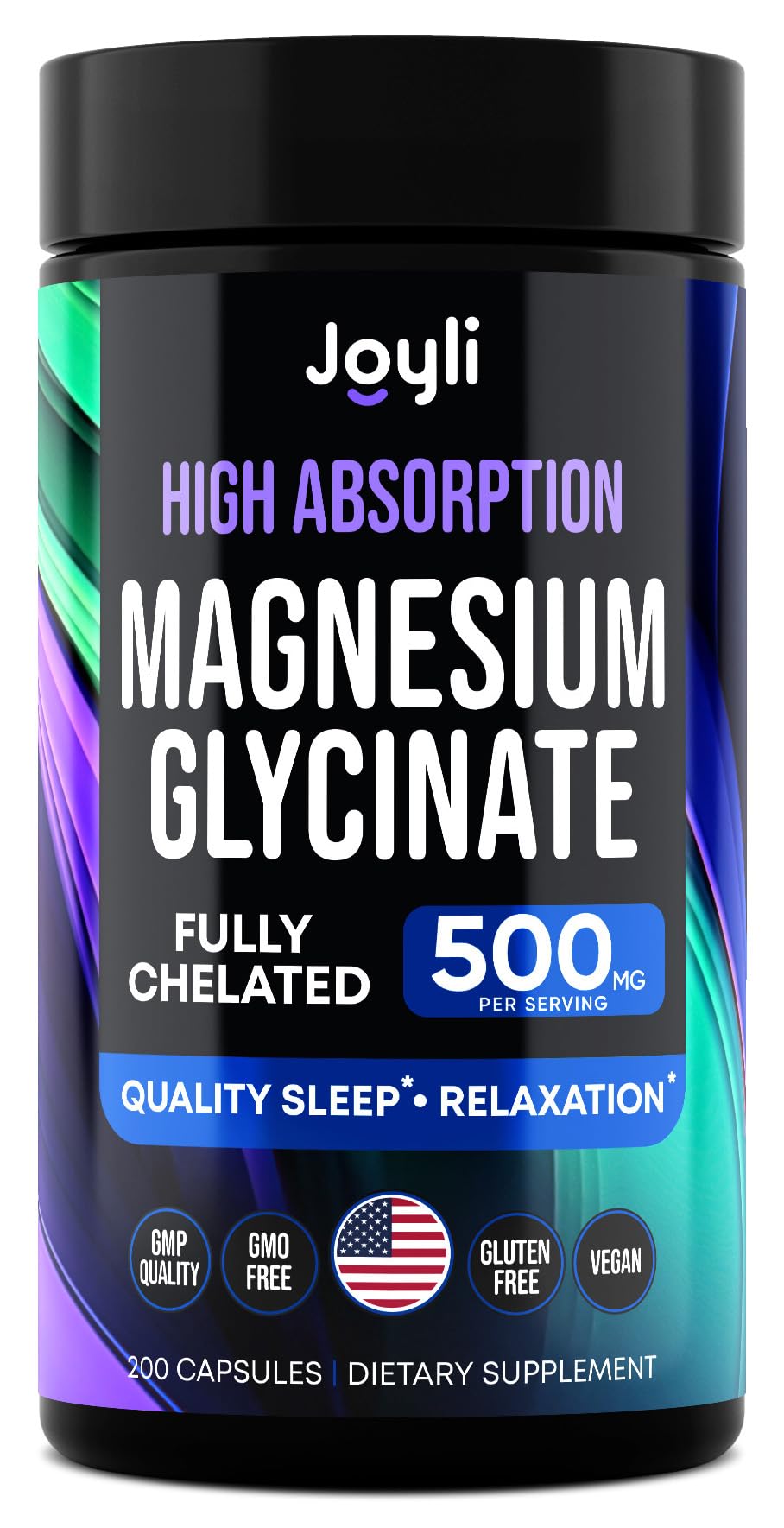 Magnesium Glycinate 500MG - Sleep Support, High-Absorption Chelated Magnesium | 200 Vegan Capsules