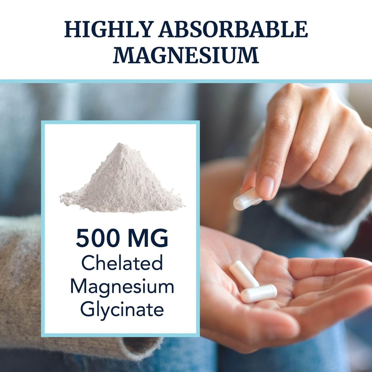 Magnesium Glycinate 500mg | Chelated, High-Absorption Mg Glycinate | 240ct