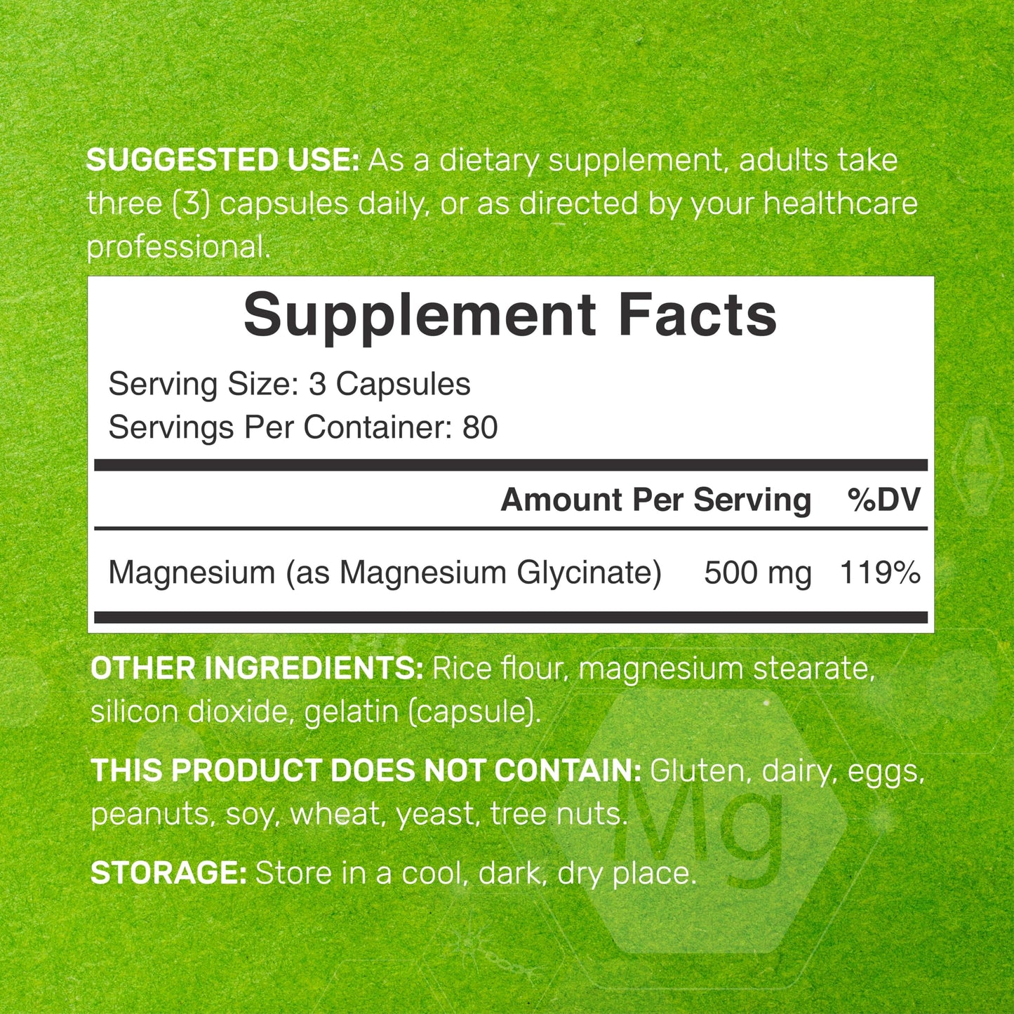 Max Strength Magnesium Glycinate 500mg | 240 Capsules | Chelated & Easy Absorption