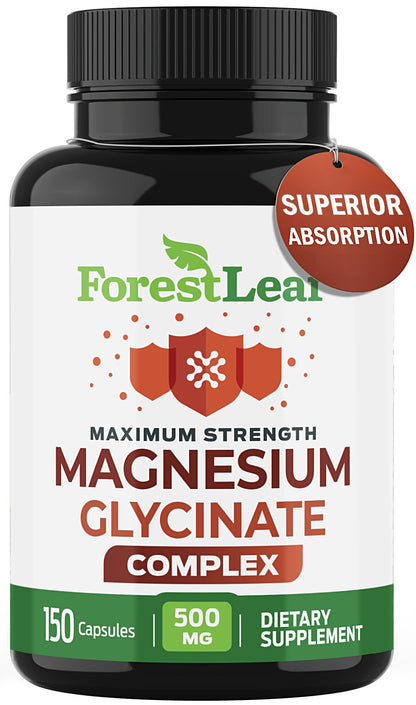 Magnesium Glycinate 500mg Complex – Sleep & Calm, 150 Capsules | ForestLeaf