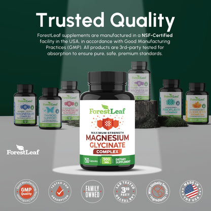 Magnesium Glycinate 500mg Complex – Sleep & Calm, 150 Capsules | ForestLeaf