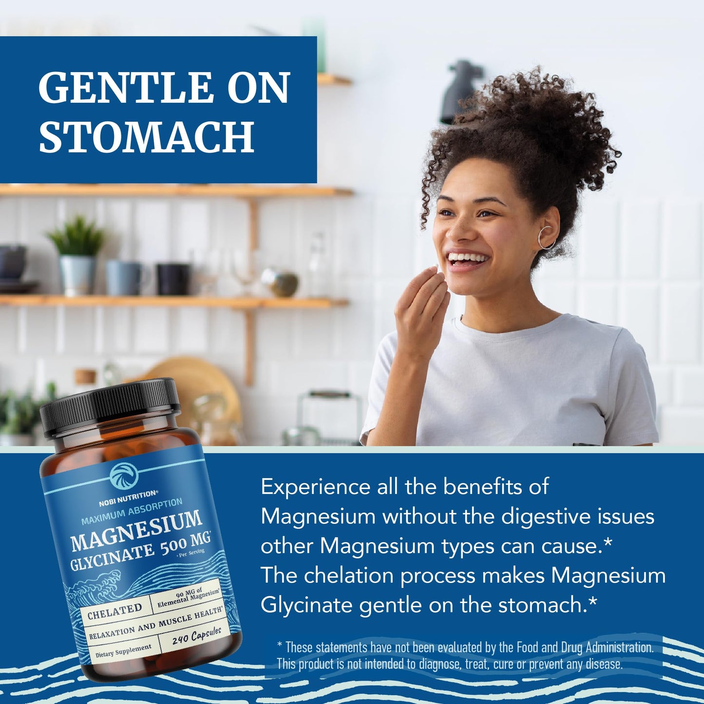 Magnesium Glycinate 500mg | Chelated, High-Absorption Mg Glycinate | 240ct