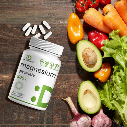 2 Pack Magnesium Glycinate 500mg | 480 Veggie Capsules | Chelated for Easy Absorption
