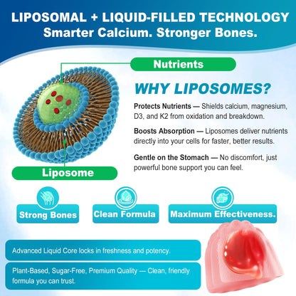 Liposomal Calcium 1000mg Gummies with D3 and K2 - Sugar-Free, Vegan