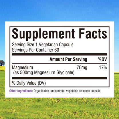 Innate Vitality Magnesium Glycinate 500mg | 70mg Elemental Magnesium per Capsule | High Absorption, Non-GMO & Gluten-Free | 60 Vegan Capsules