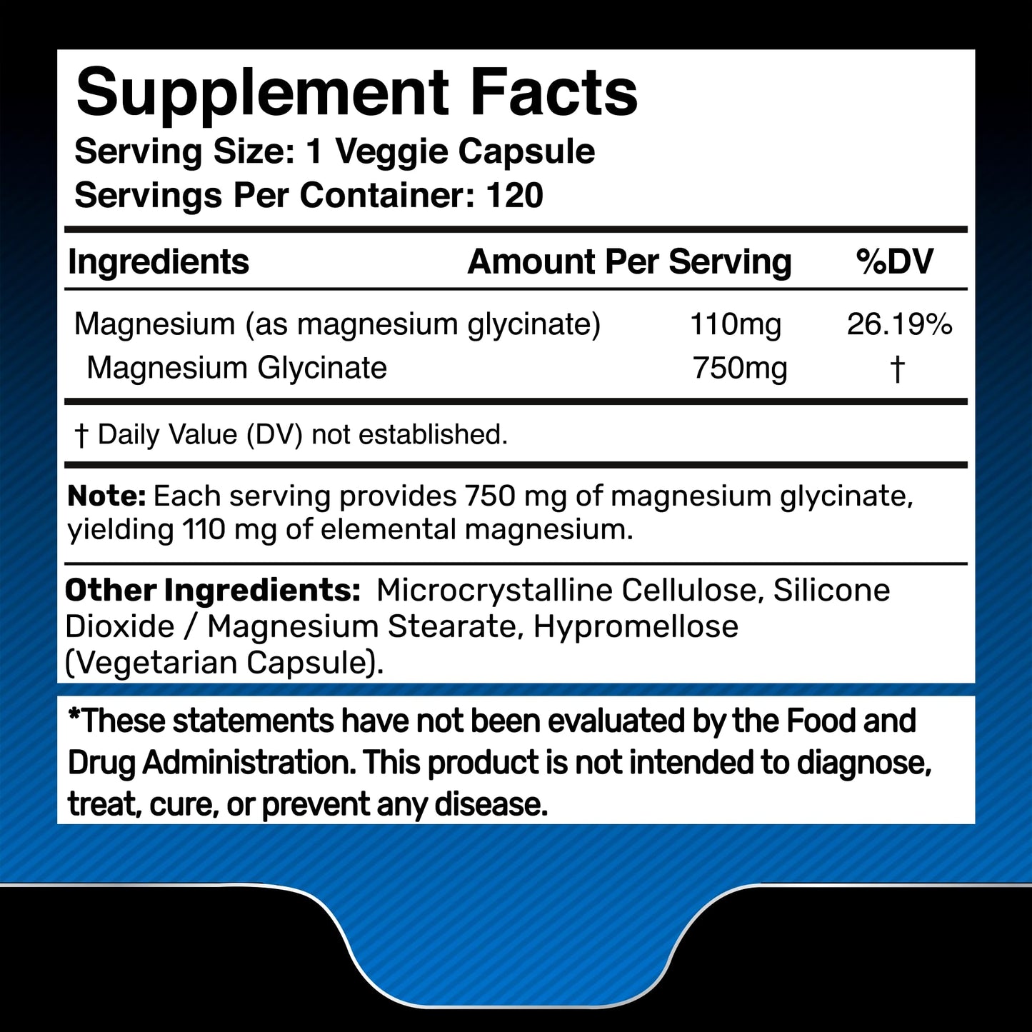 Magnesium Glycinate 750mg – High Absorption Chelated Calm Support for Women and Men (120 Count)