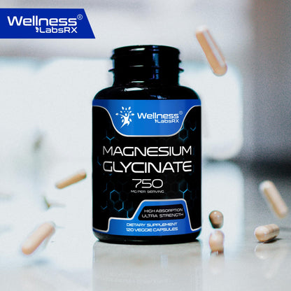 Magnesium Glycinate 750mg – High Absorption Chelated Calm Support for Women and Men (120 Count)