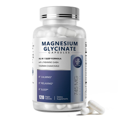 Magnesium Glycinate 850mg Capsules – 120 Count (Vegan, High-Absorption)