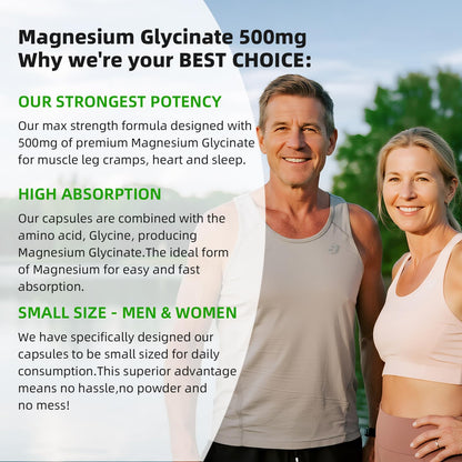 Magnesium Glycinate 500mg Softgels – 120 Gelcaps | Sleep & Muscle Support