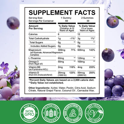 Magnesium Complex Gummies for Kids & Adults | Calm, Sleep & Mood Support | 60 Gummies