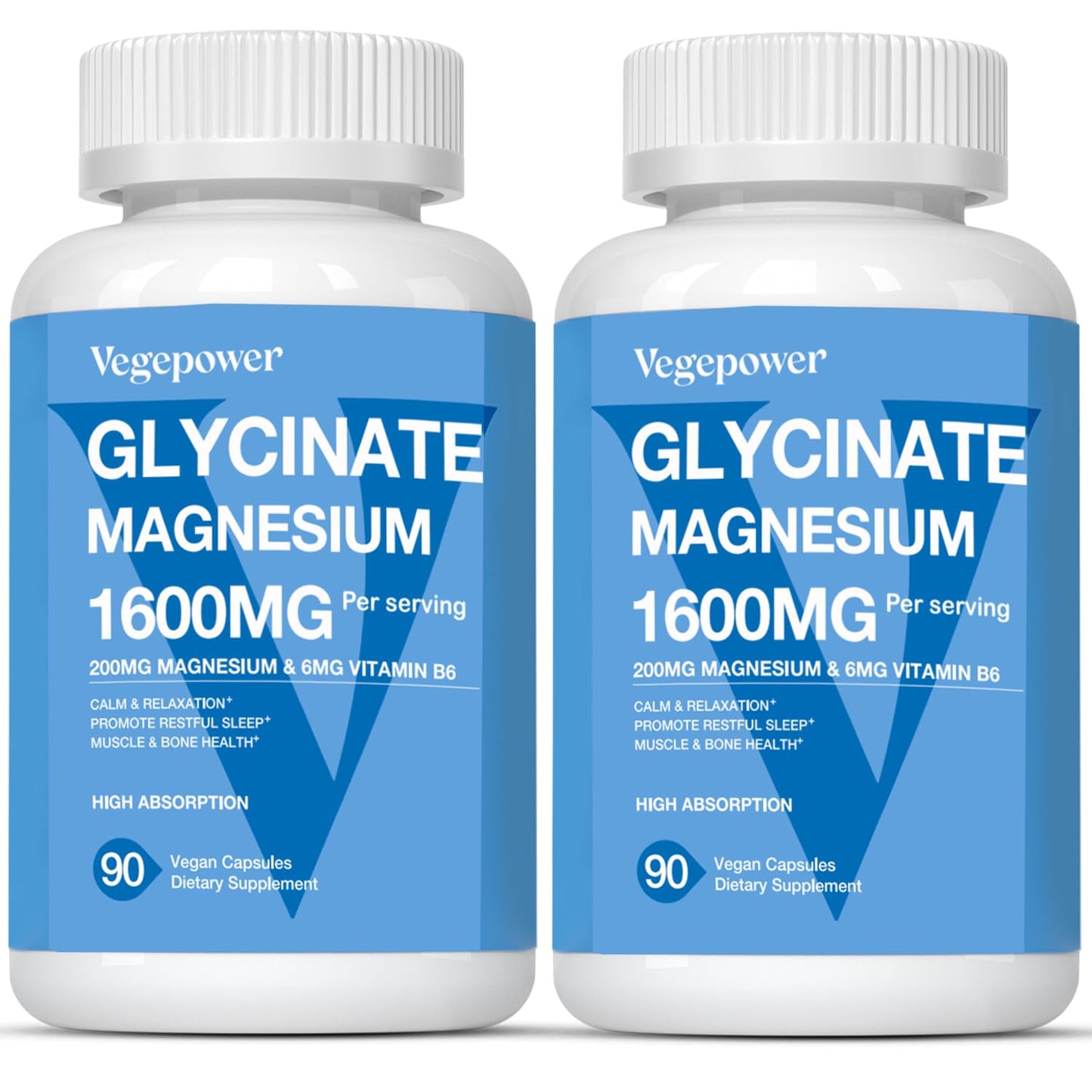 Magnesium Glycinate Capsules 200mg | Chelated Mg Bisglycinate + Vitamin D3, B6 & Zinc | Vegan 180 VegCaps