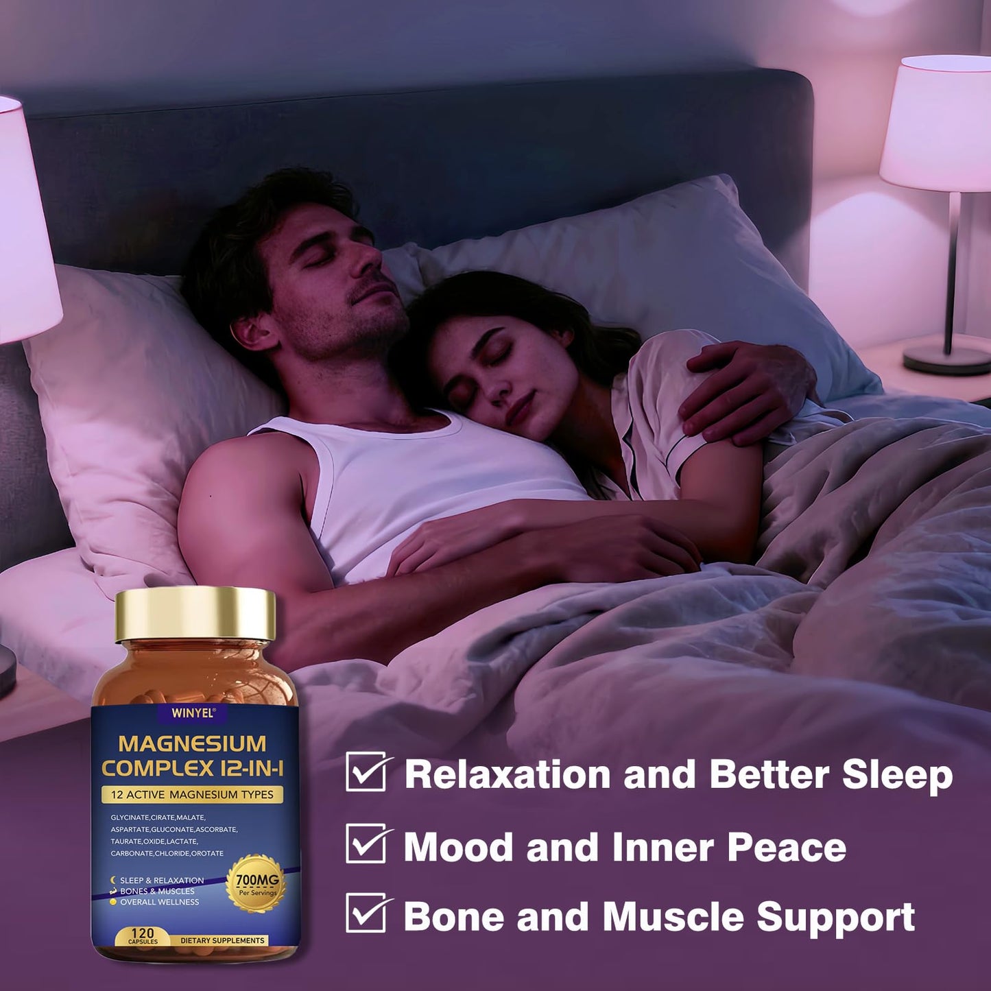 Magnesium Complex 700mg 12-in-1 | Sleep, Calm & Heart Health | Vegan 120 Caps