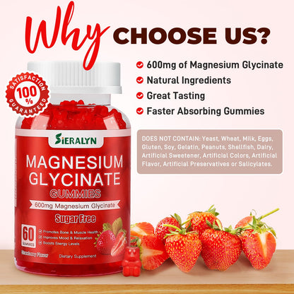 Magnesium Glycinate Gummies 600mg – Sugar Free, High Absorption