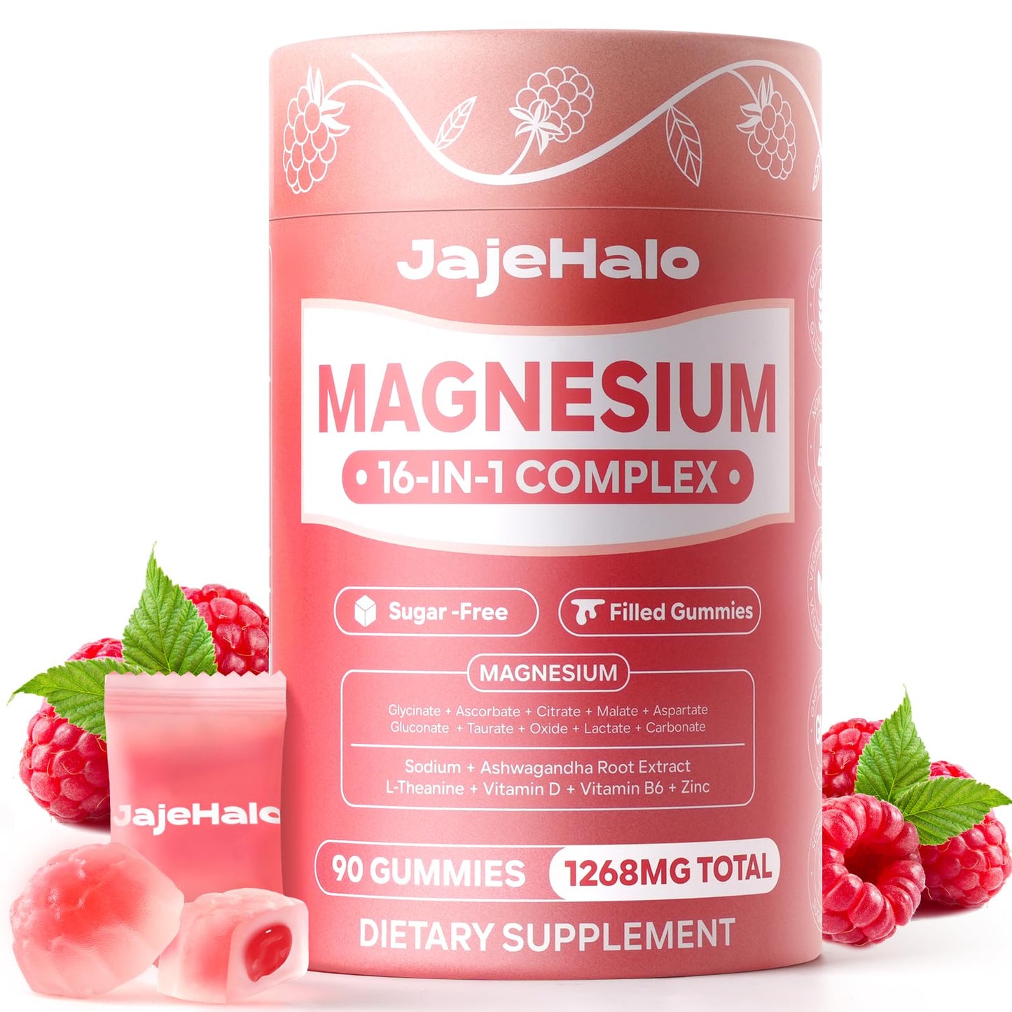 Magnesium Glycinate Gummies – 16-in-1 Magnesium Complex, Sugar-Free, 90 Servings
