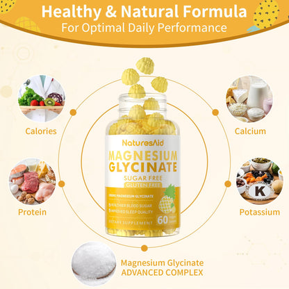 Magnesium Glycinate Gummies 1000mg – Sugar Free with Vitamin D, B6 & CoQ10 (60 Pineapple Gummies)