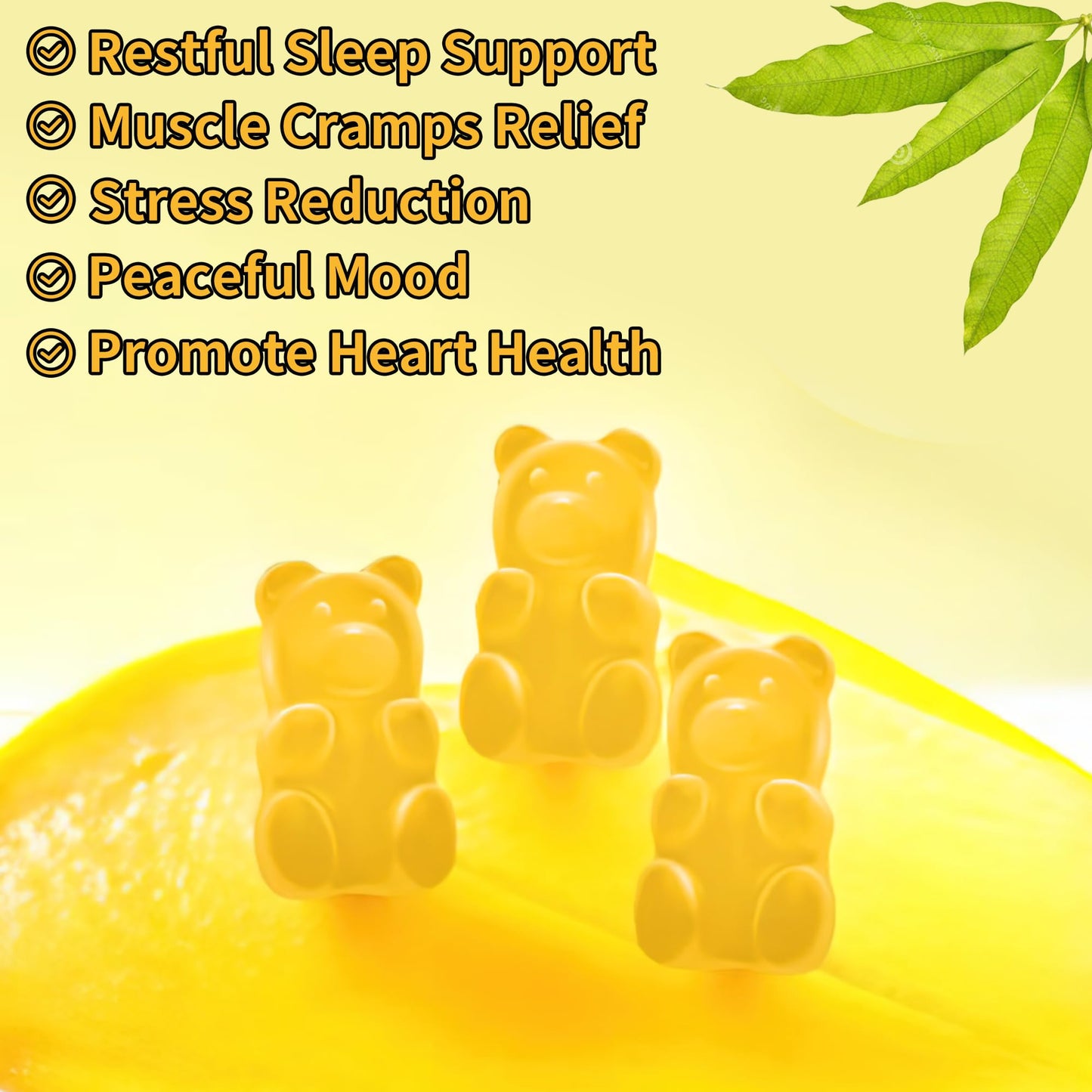 90 CT Magnesium Glycinate Gummies 1000mg - Sugar Free Magnesium Potassium Supplement with Vitamin D, B6, CoQ10 for Calm Mood & Sleep Support - 90 Mango Pineapple Gummies
