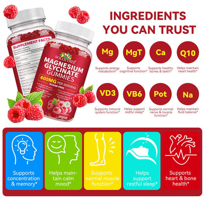 Magnesium Glycinate Gummies 600mg for Adults – Relaxation & Sleep Support | 120 Count | Non-GMO, Sugar Free
