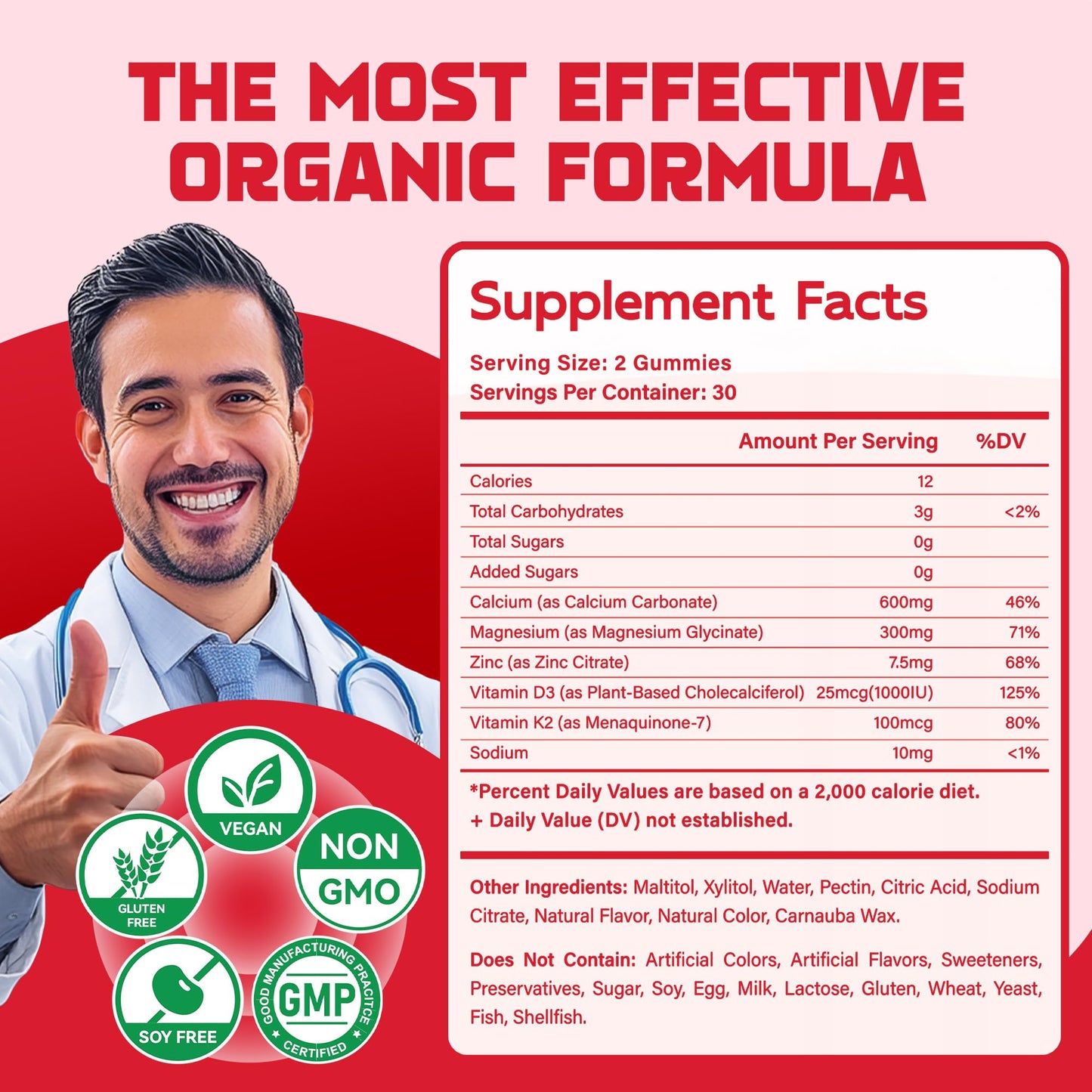 Magnesium Glycinate Gummies - Sugar Free Magnesium Potassium Supplement with Vitamin D, B6, CoQ10 for Calm Mood & Sleep Support - 120 Strawberry Chews