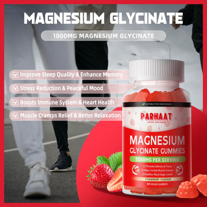 Magnesium Glycinate Gummies - Sugar Free Magnesium Potassium Supplement with Vitamin D, B6, CoQ10 for Calm Mood & Sleep Support - 120 Strawberry Chews