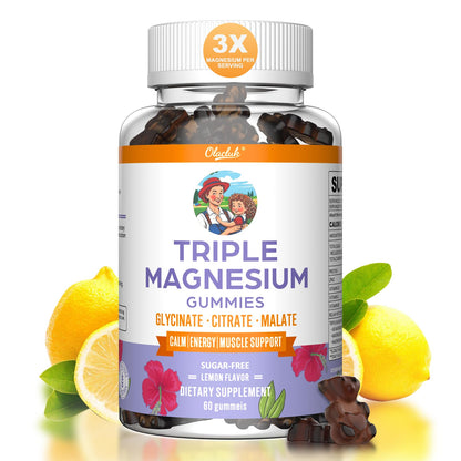 Magnesium Glycinate Gummies 200mg – Sleep Support, Sugar Free, Lemon, Adults & Kids